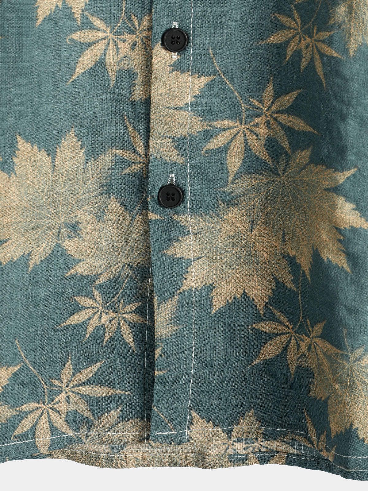 Men's Short Sleeve Summer Shirt with Pocket in Cotton and Maple Leaf