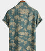 Men's Short Sleeve Summer Shirt with Pocket in Cotton and Maple Leaf