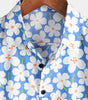 Light Blue Short-Sleeved Floral Print Shirt for Men