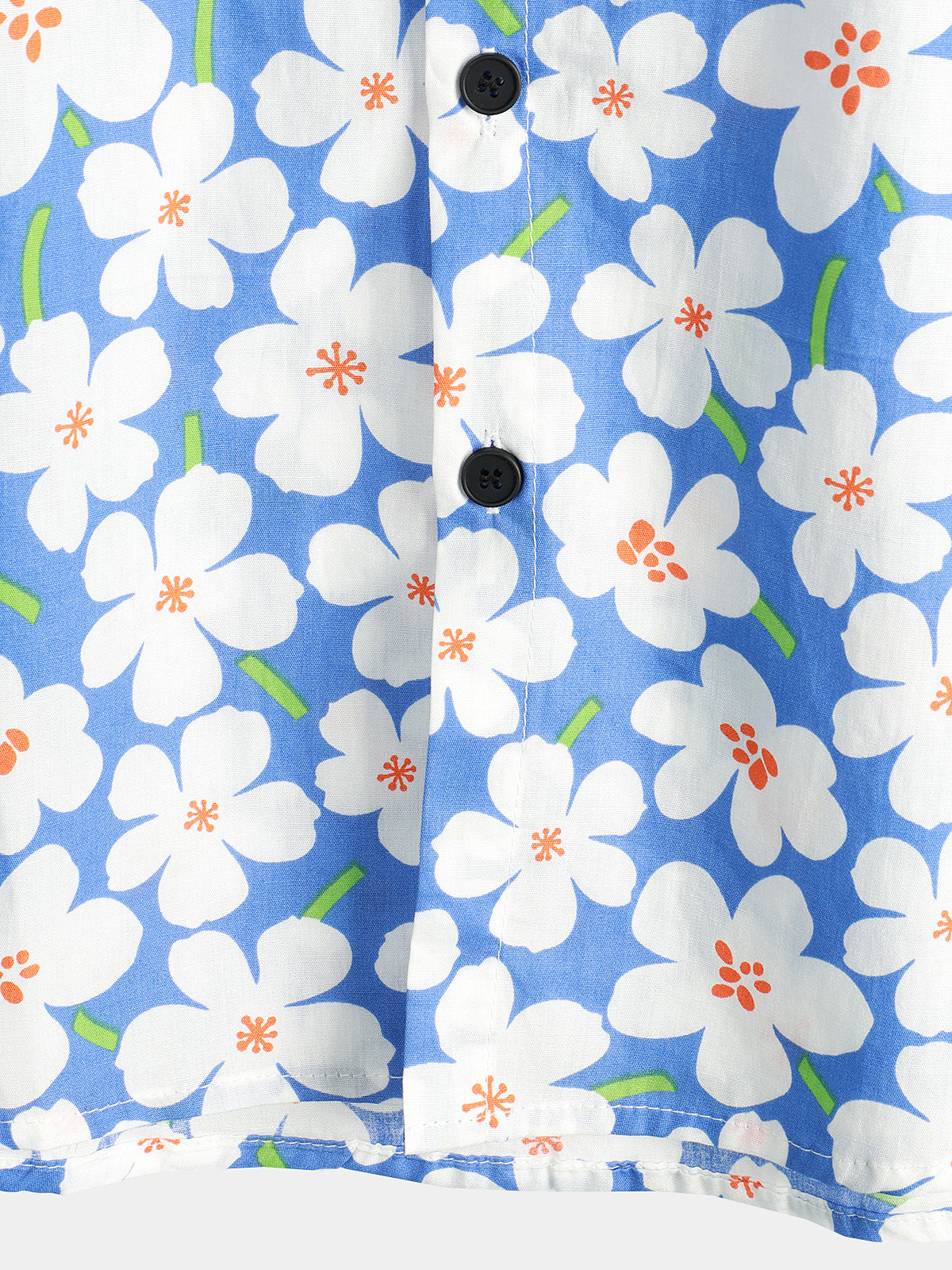 Light Blue Short-Sleeved Floral Print Shirt for Men