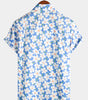 Light Blue Short-Sleeved Floral Print Shirt for Men