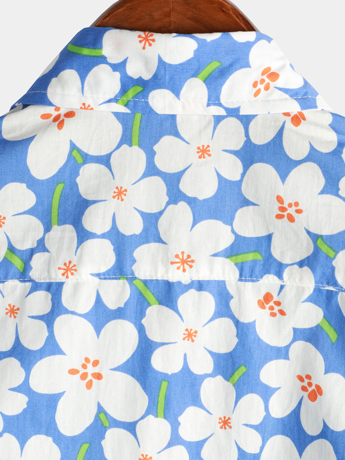 Light Blue Short-Sleeved Floral Print Shirt for Men