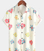 White Floral Print Summer Shirt for Men