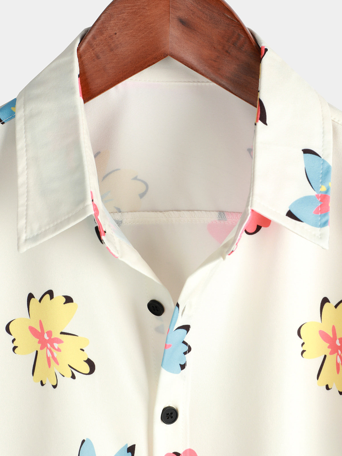 White Floral Print Summer Shirt for Men