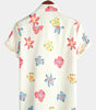 White Floral Print Summer Shirt for Men