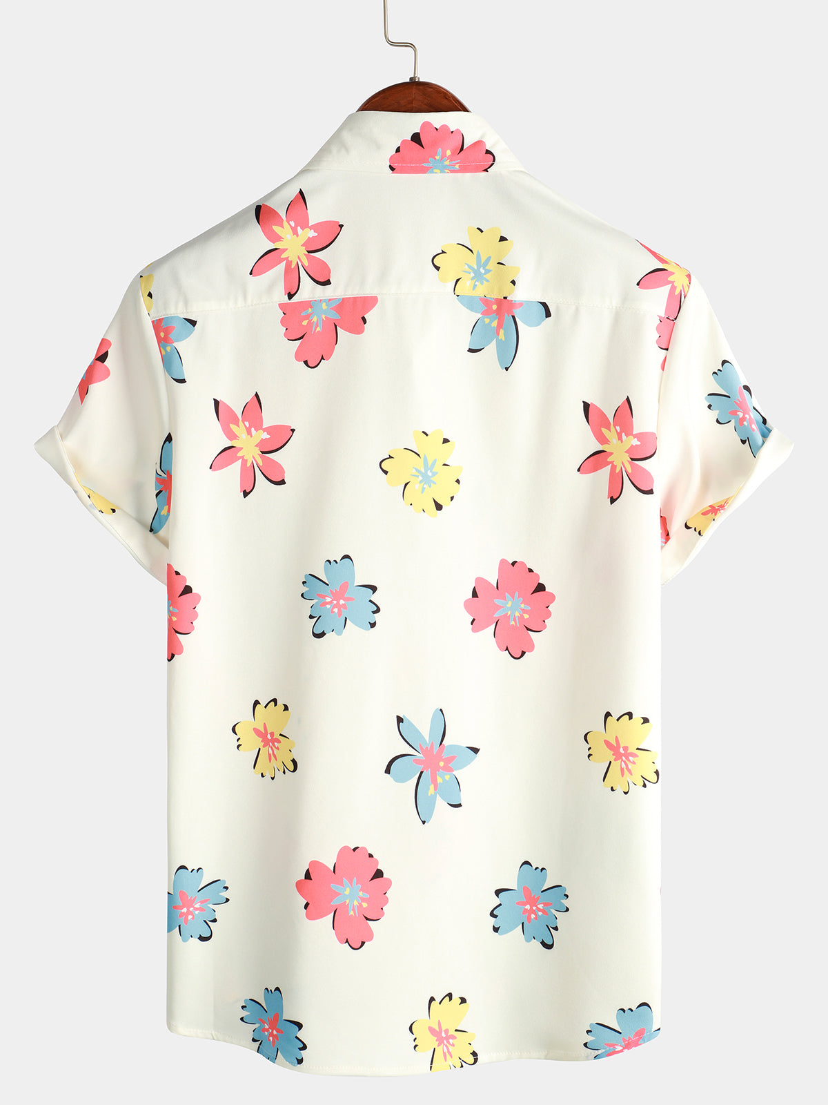 White Floral Print Summer Shirt for Men