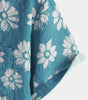 Men's Short-Sleeved Cotton Summer Button-Up Hawaiian Shirt with Blue Flowers