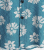 Men's Short-Sleeved Cotton Summer Button-Up Hawaiian Shirt with Blue Flowers