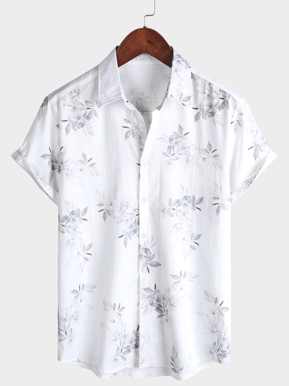 Elegant Short-Sleeved Floral Print Shirt for Men