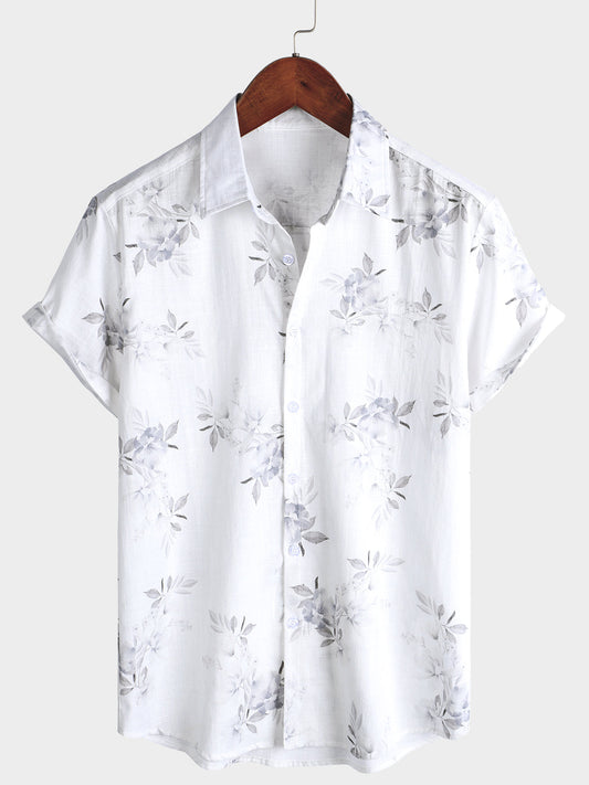 Elegant Short-Sleeved Floral Print Shirt for Men