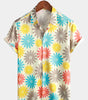 Men's Casual Summer Beach Short Sleeve Button-Up Floral Shirt