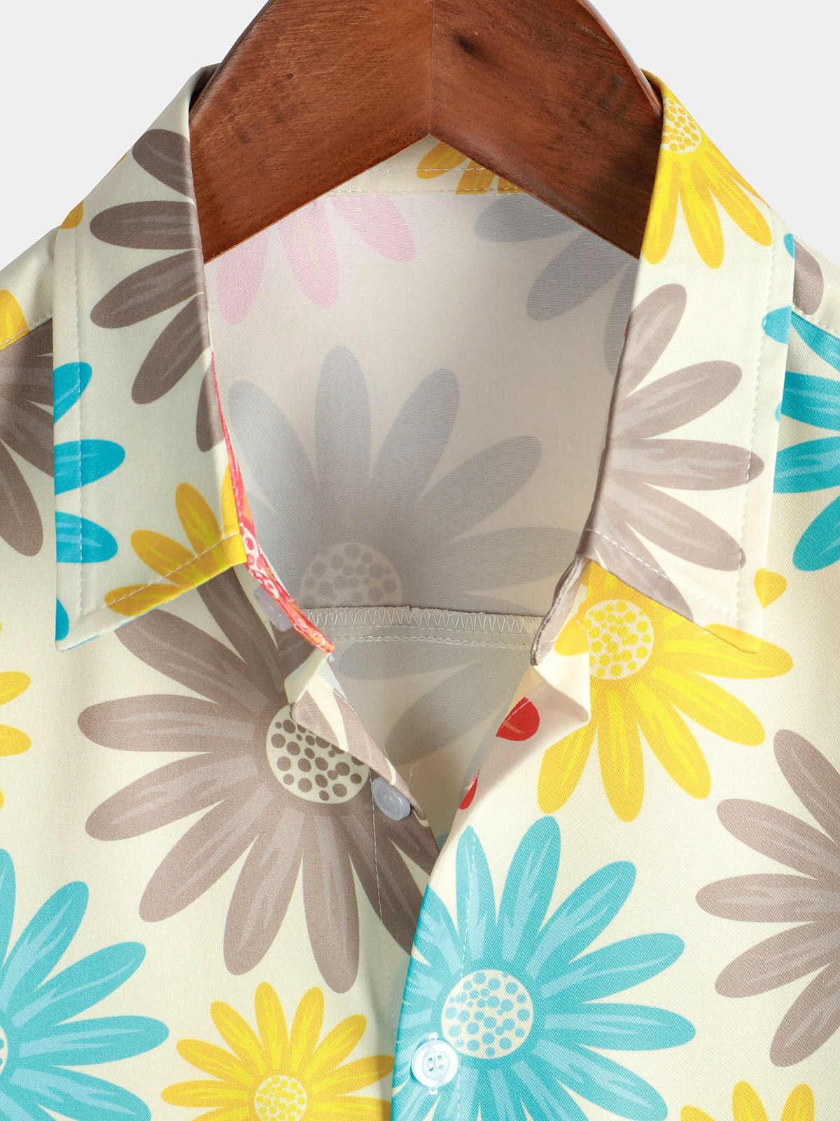 Men's Casual Summer Beach Short Sleeve Button-Up Floral Shirt