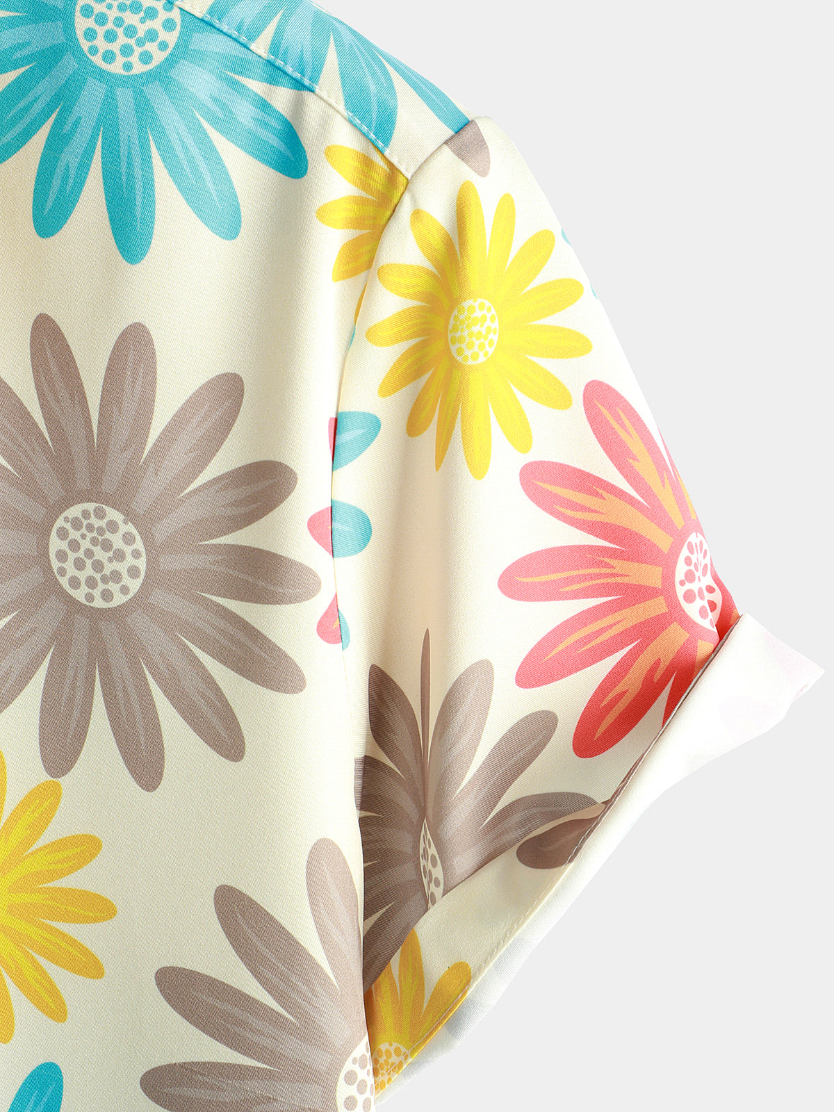Men's Casual Summer Beach Short Sleeve Button-Up Floral Shirt