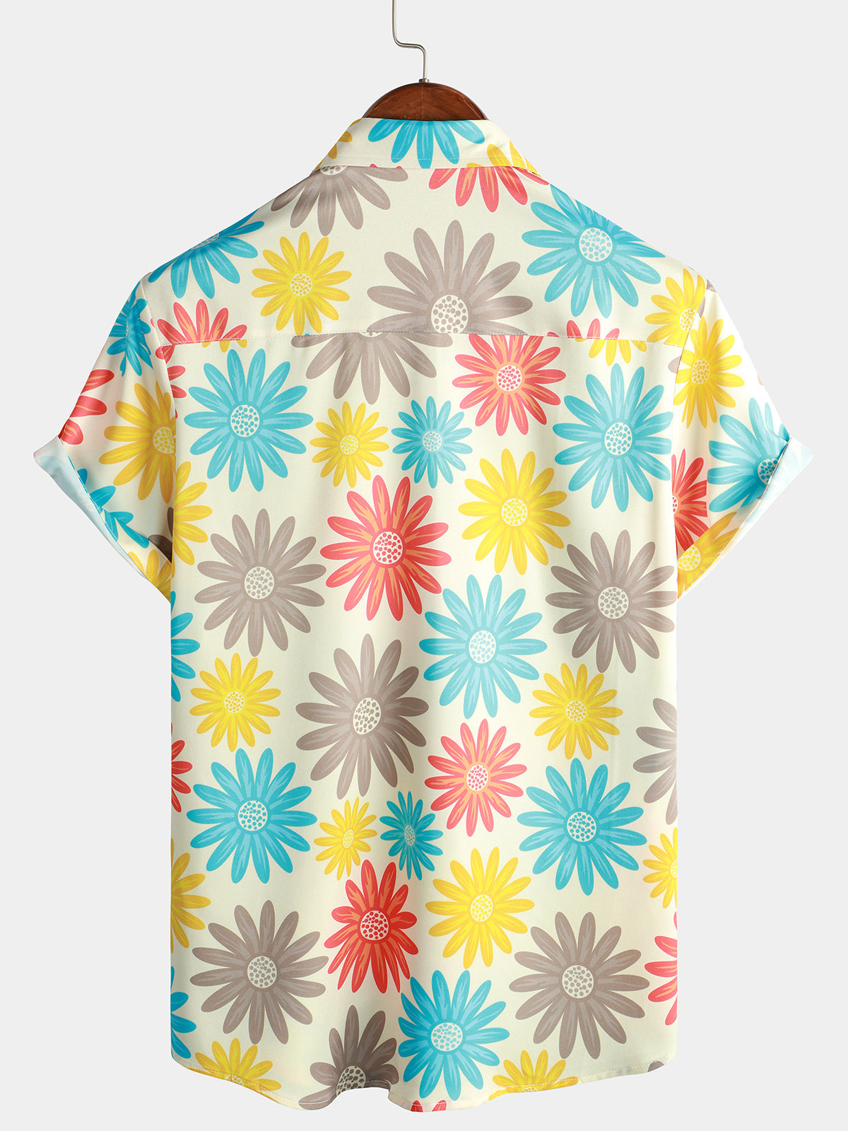 Men's Casual Summer Beach Short Sleeve Button-Up Floral Shirt