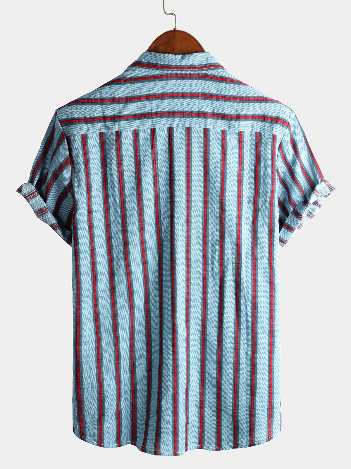 Striped Short-Sleeved Printed Shirt for Men