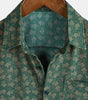 Short-sleeved shirt with green retro geometric print pocket for men