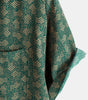 Short-sleeved shirt with green retro geometric print pocket for men