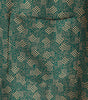 Short-sleeved shirt with green retro geometric print pocket for men