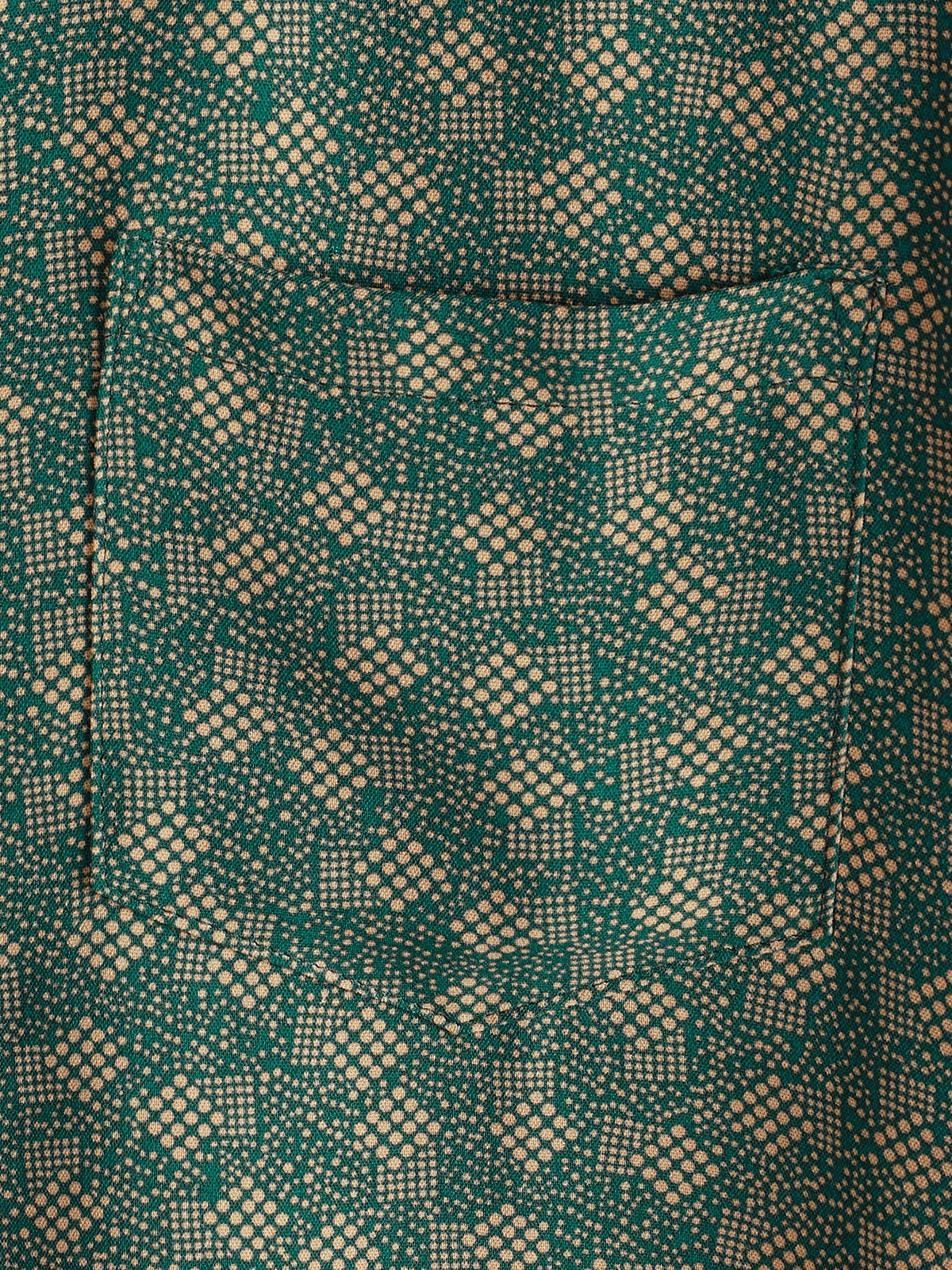 Short-sleeved shirt with green retro geometric print pocket for men