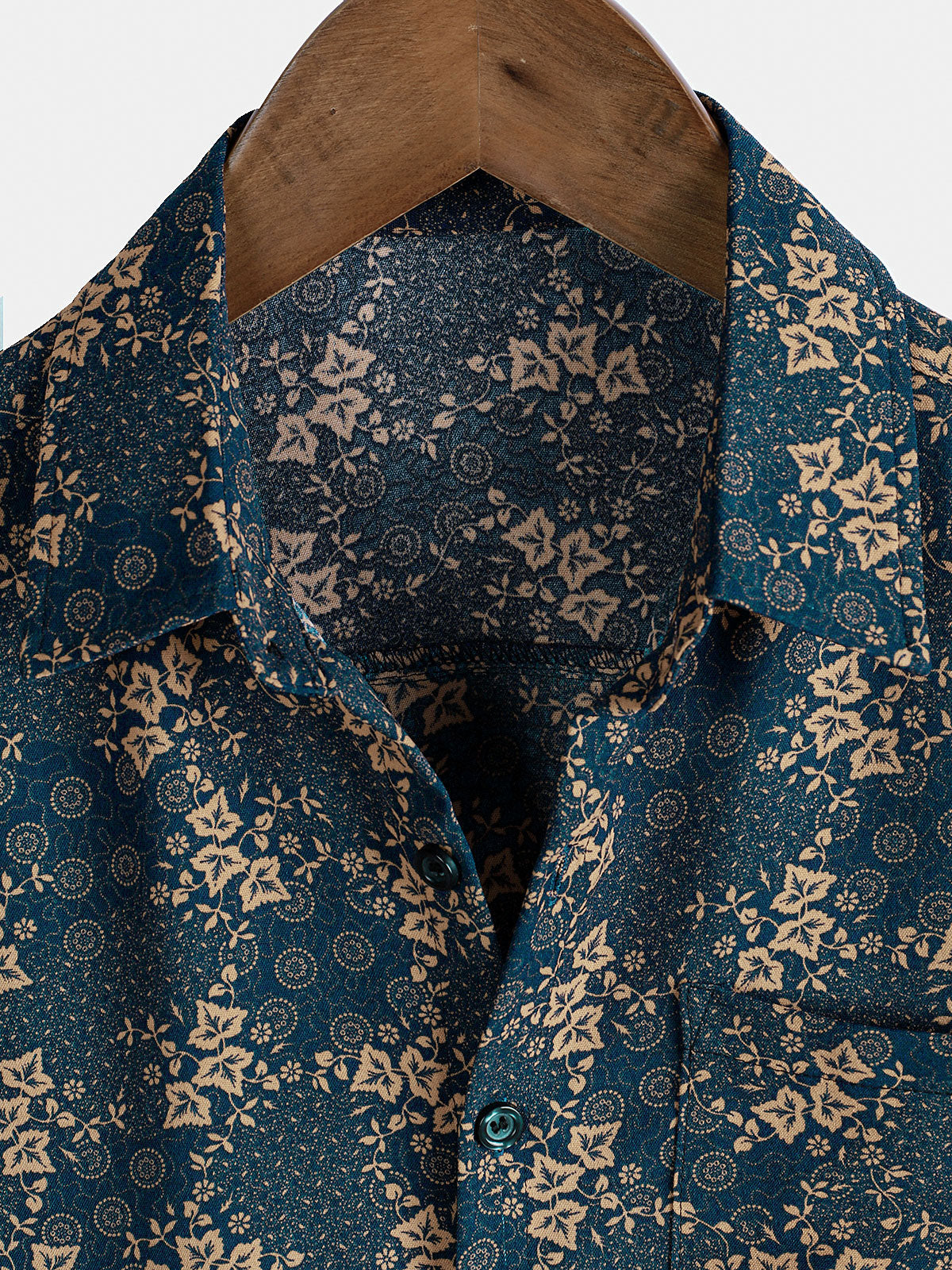 Men's Retro Print Summer Shirt with Pocket