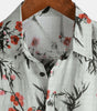 Vintage Summer Short-Sleeve Shirt with Red Floral Pattern