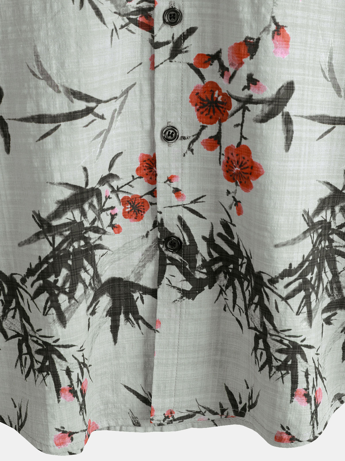 Vintage Summer Short-Sleeve Shirt with Red Floral Pattern