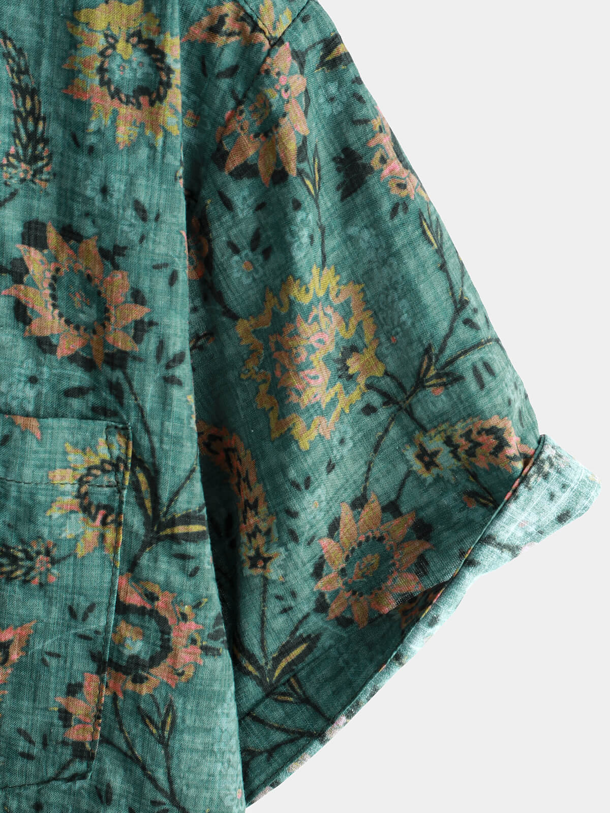Men's Retro Floral Print Short Sleeve Breathable Cotton Shirt
