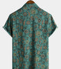 Men's Retro Floral Print Short Sleeve Breathable Cotton Shirt