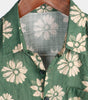Men's Short Sleeve Hawaiian Summer Shirt with Buttons, Green Floral Pattern, Holidays