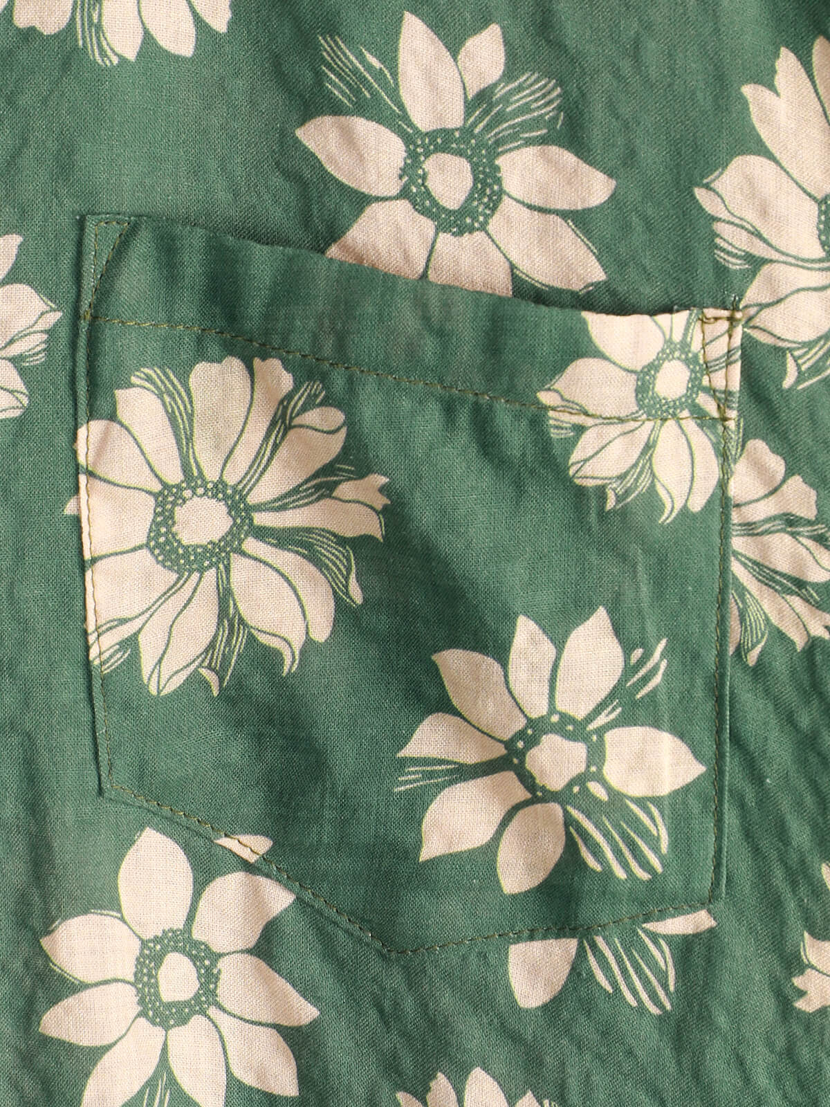 Men's Short Sleeve Hawaiian Summer Shirt with Buttons, Green Floral Pattern, Holidays