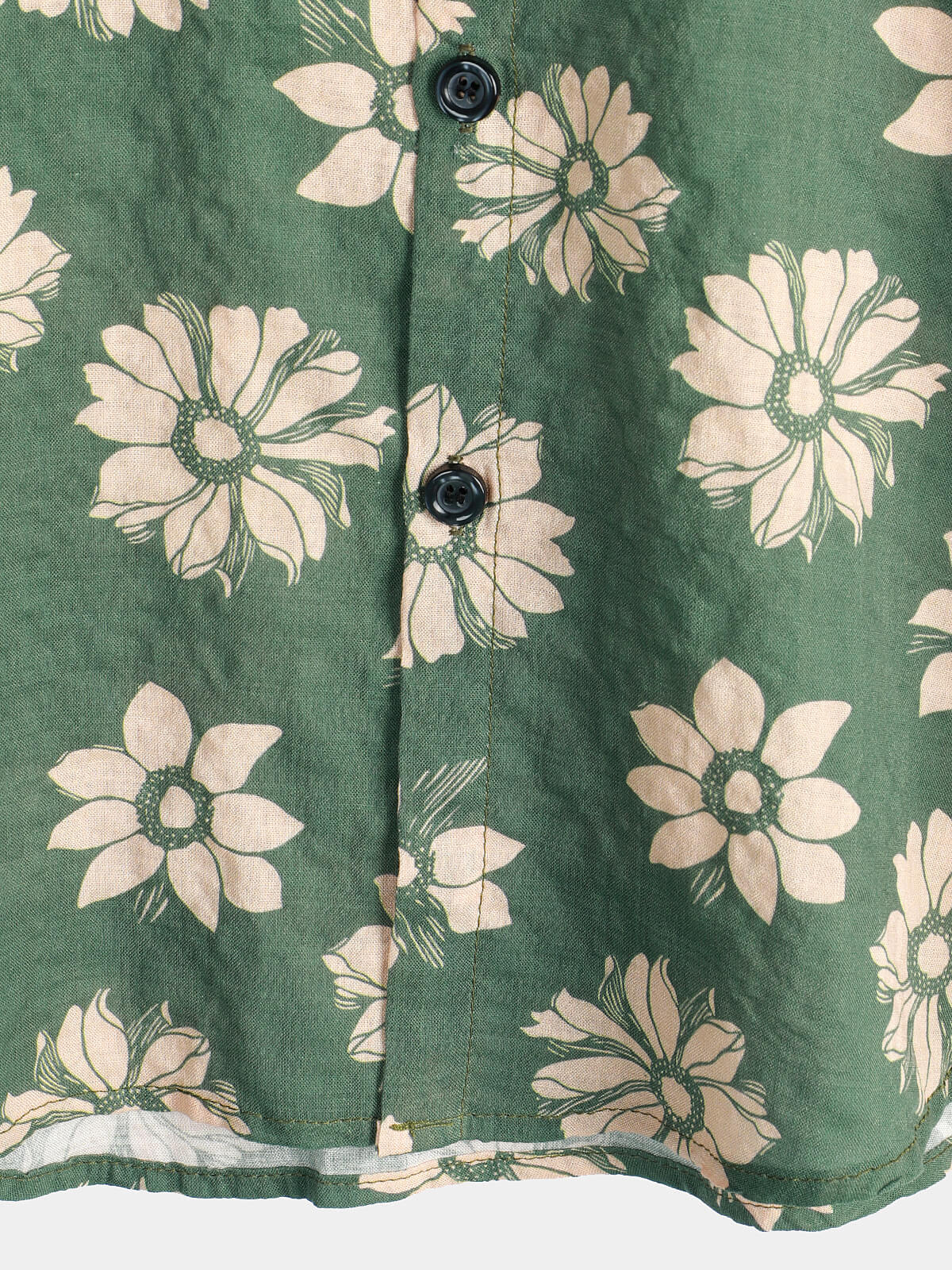 Men's Short Sleeve Hawaiian Summer Shirt with Buttons, Green Floral Pattern, Holidays