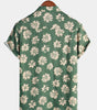 Men's Short Sleeve Hawaiian Summer Shirt with Buttons, Green Floral Pattern, Holidays