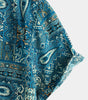 Retro Blue Short-Sleeved Button-Up Shirt for Men