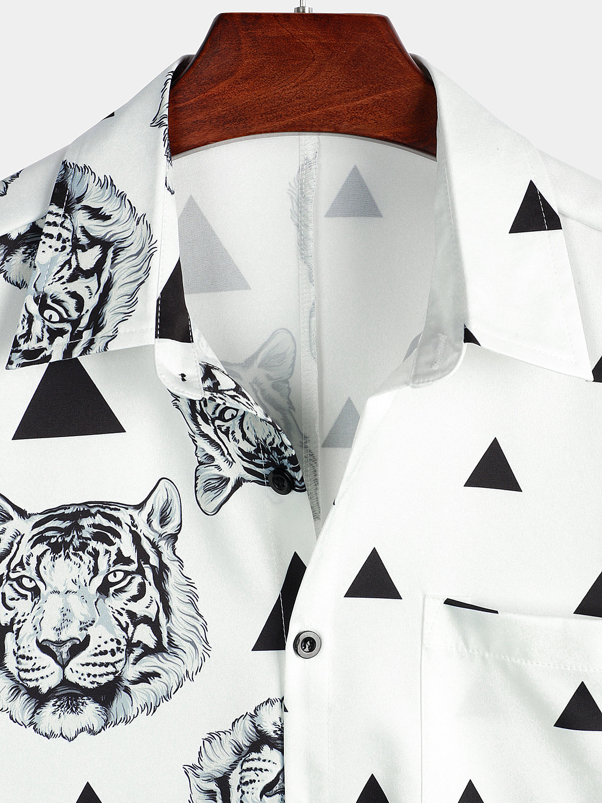 Men's Short Sleeve Hawaiian Tiger Print Summer Shirt