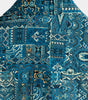 Retro Blue Short-Sleeved Button-Up Shirt for Men