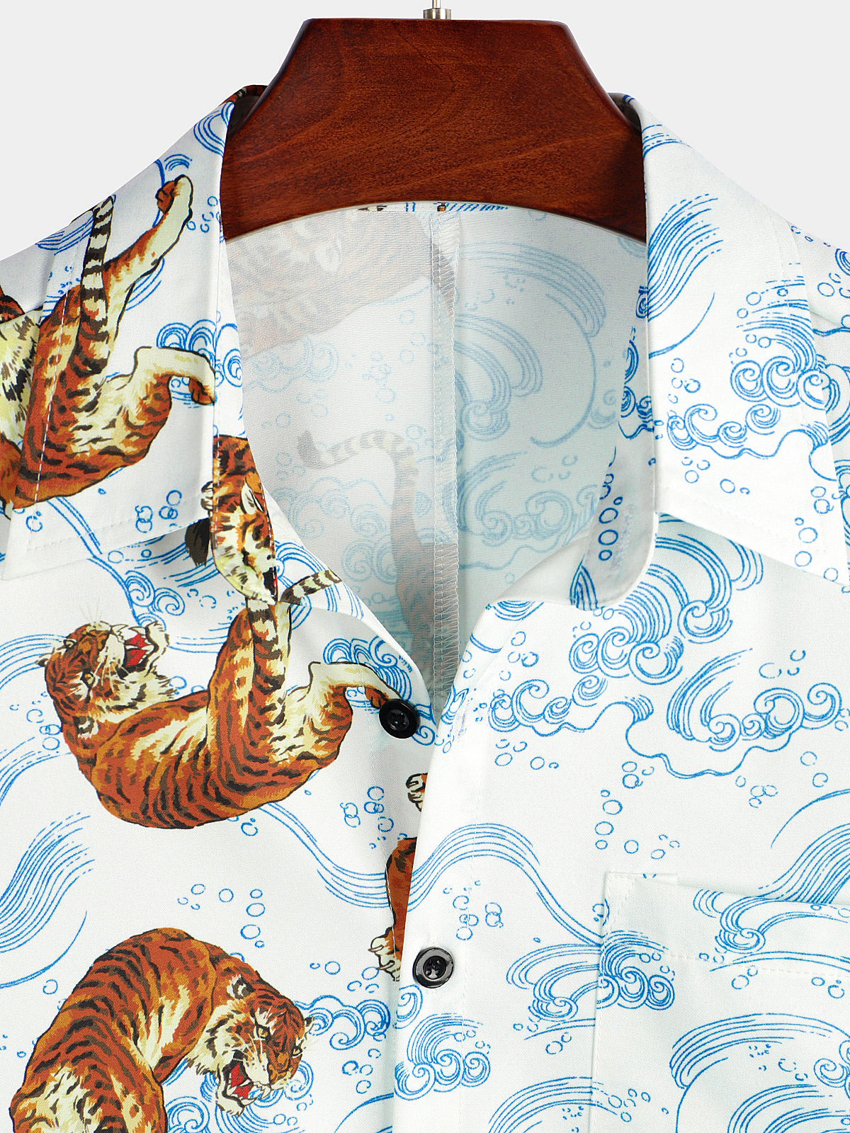 Men's Short Sleeve Hawaiian Tiger Print Summer Shirt