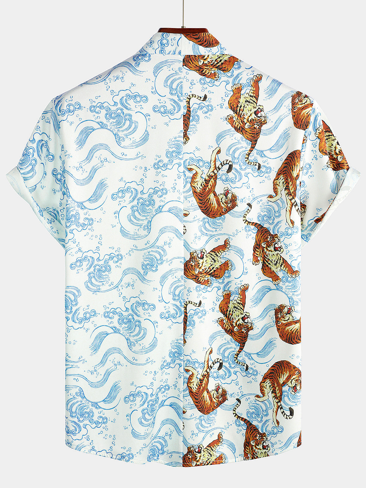 Men's Short Sleeve Hawaiian Tiger Print Summer Shirt