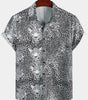 Men's Short Sleeve Hawaiian Shirt with Leopard Print