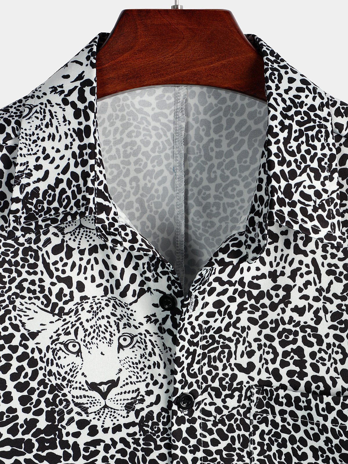 Men's Short Sleeve Hawaiian Shirt with Leopard Print