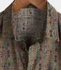 Retro Tribal Bohemian Brown Short-Sleeved Shirt with Vintage Paisley Print for Men from the 70s