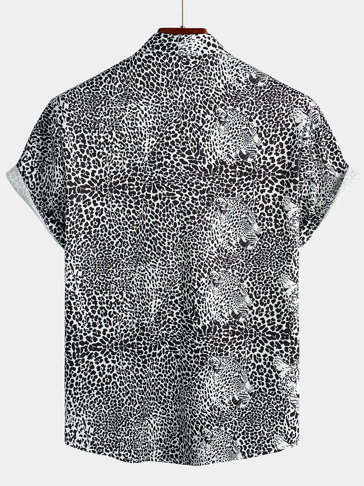 Men's Short Sleeve Hawaiian Shirt with Leopard Print