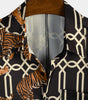 Men's Short Sleeve Tiger and Rose Print Shirt