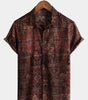 Short-Sleeved Cotton Retro Paisley Print Shirt for Men