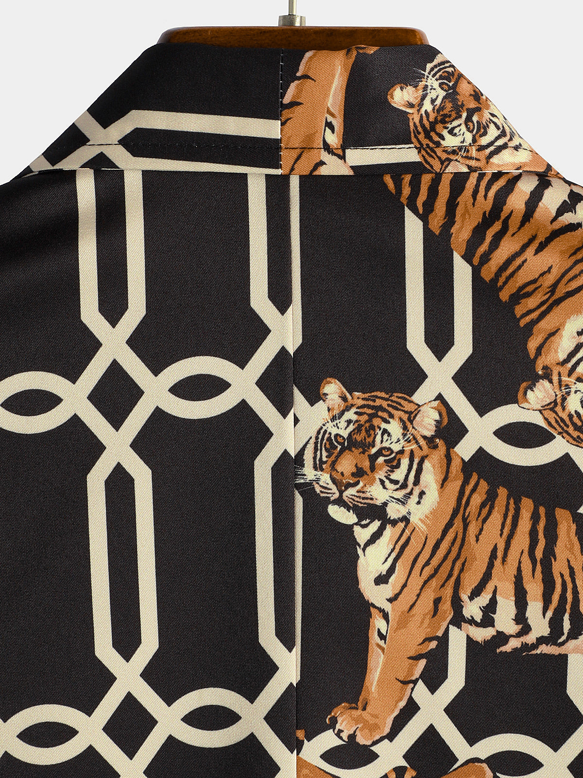 Men's Short Sleeve Tiger and Rose Print Shirt