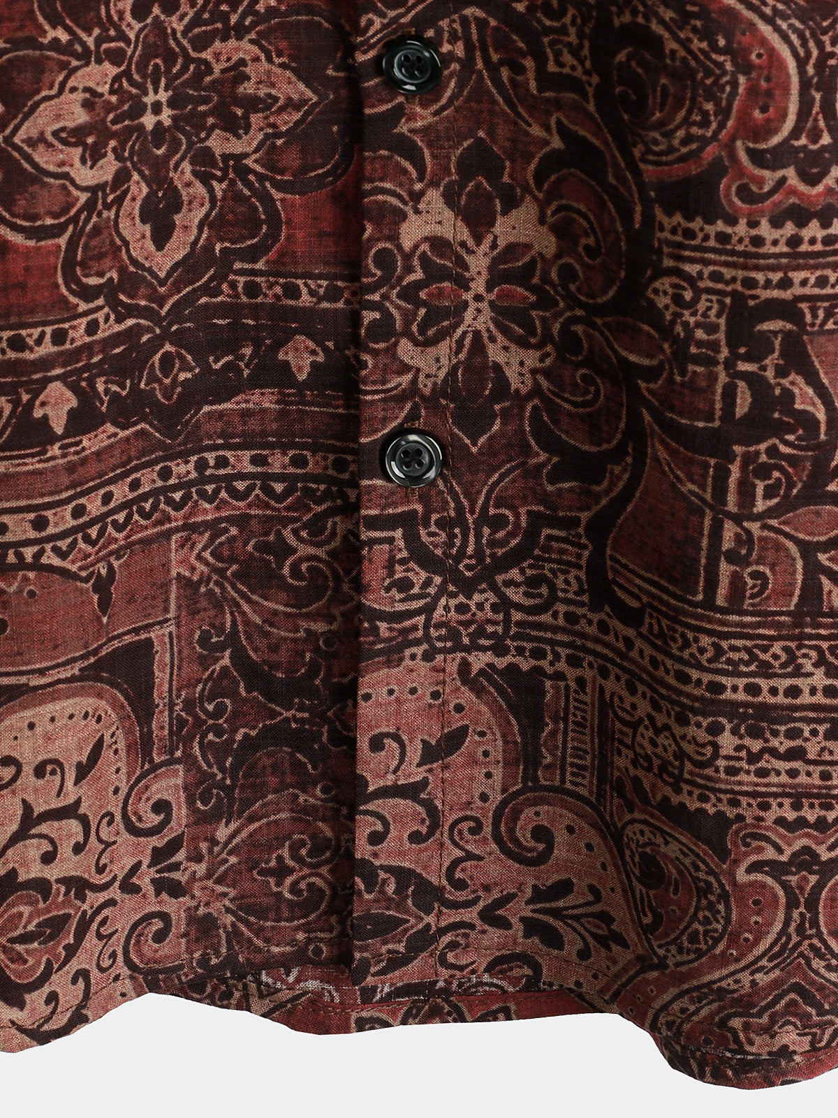 Short-Sleeved Cotton Retro Paisley Print Shirt for Men