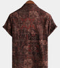 Short-Sleeved Cotton Retro Paisley Print Shirt for Men