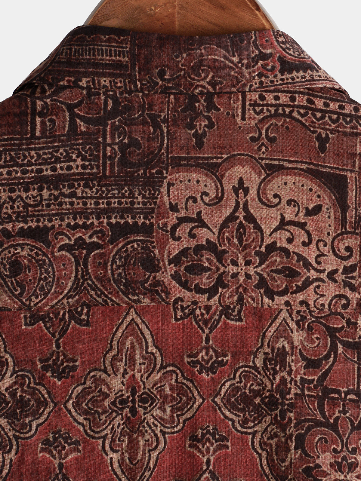 Short-Sleeved Cotton Retro Paisley Print Shirt for Men