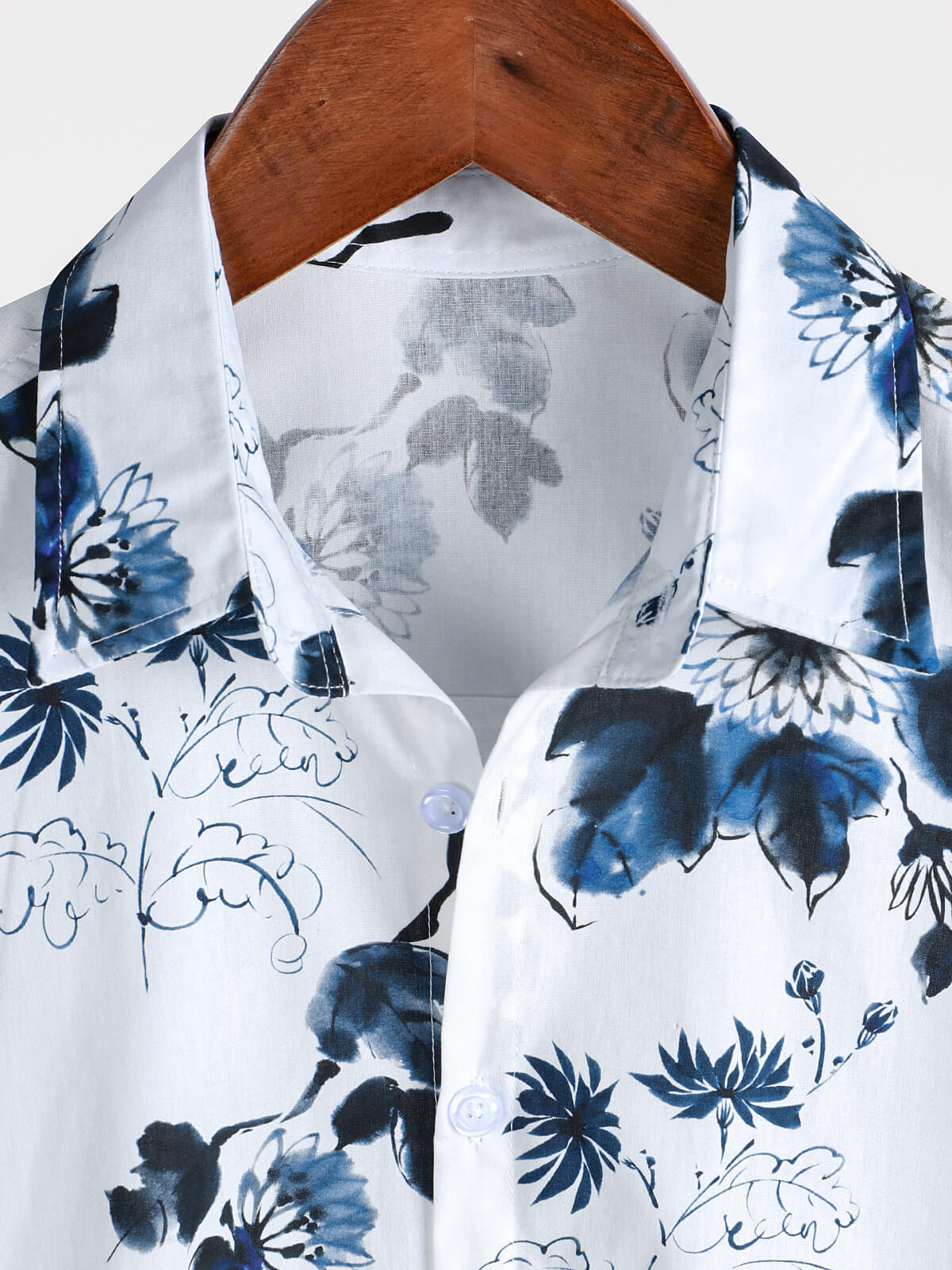Men's Casual Short Sleeve Cotton Floral Shirt