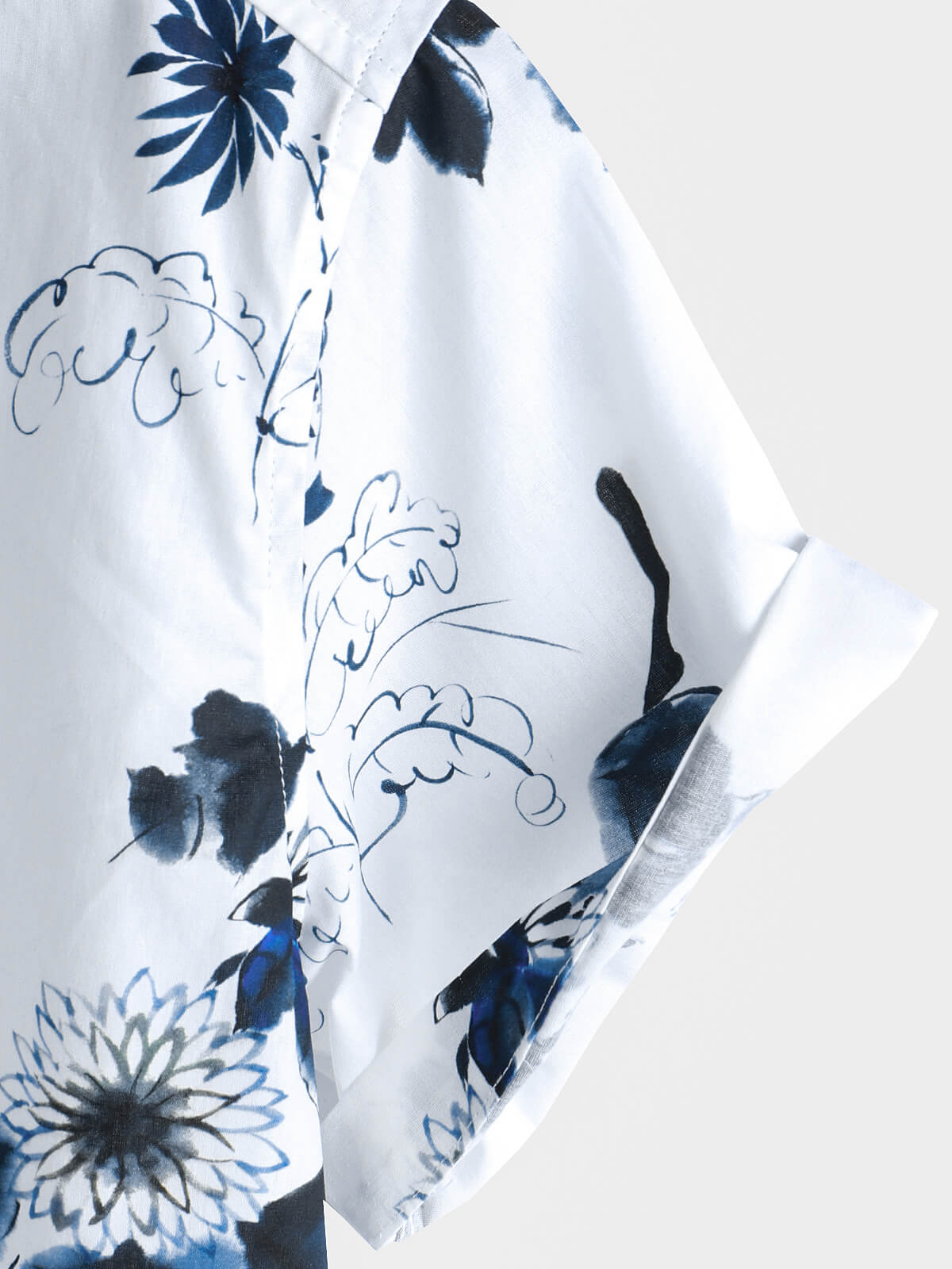 Men's Casual Short Sleeve Cotton Floral Shirt