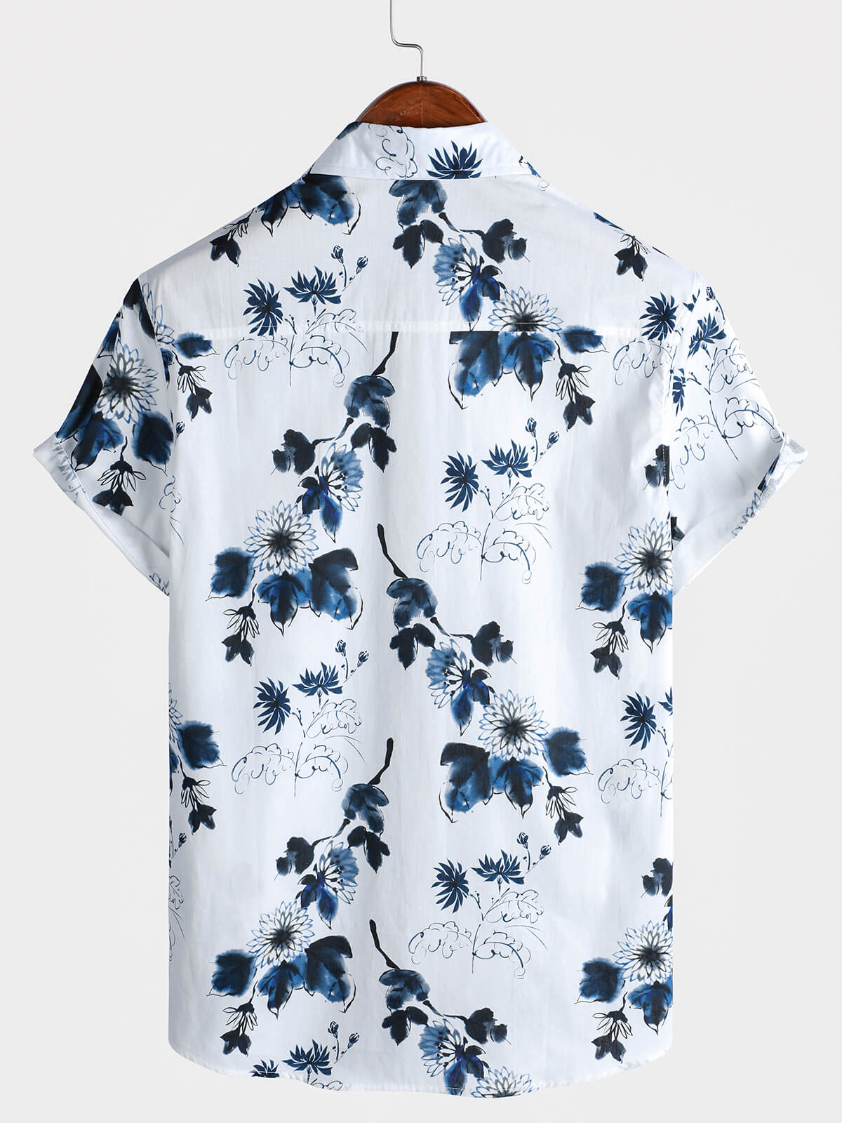 Men's Casual Short Sleeve Cotton Floral Shirt